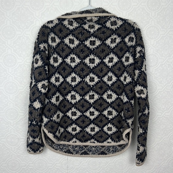 Madewell Popover Sweater Sweatshirt Teddy Design Quarter Zip Taupe Navy Blue - Picture 9 of 10